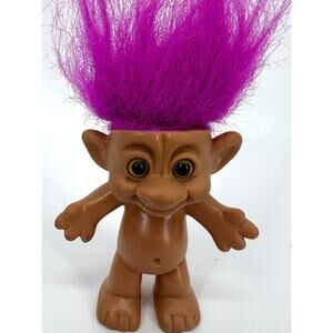 Vintage Lucky IMM Forest Troll Doll Purple Hair Brown Eyes